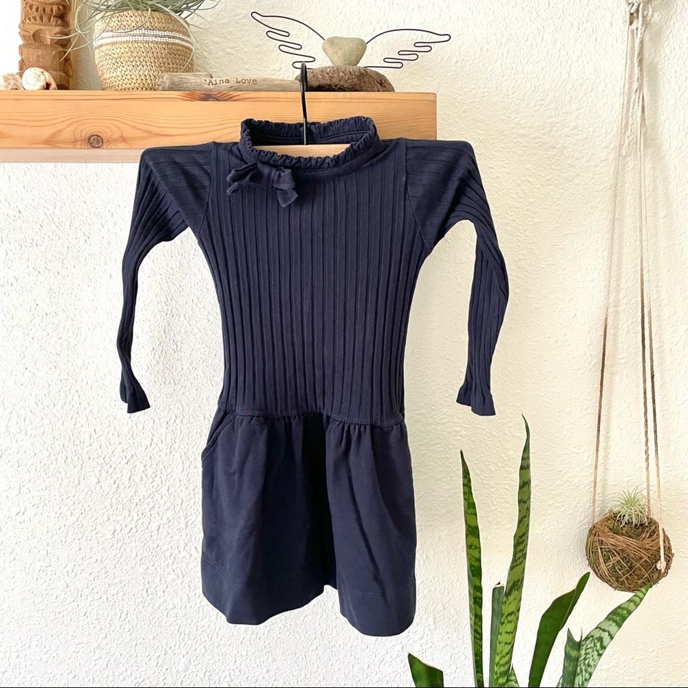 Lili Gaufrette navy knit dress
